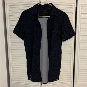 Kenneth Cole Black Short-Sleeve Casual Button-Down Shirt